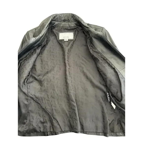 Vintage Wilsons Leather Maxima Black Zip Up Leather Moto Biker Jacket Womens M - Picture 5 of 10